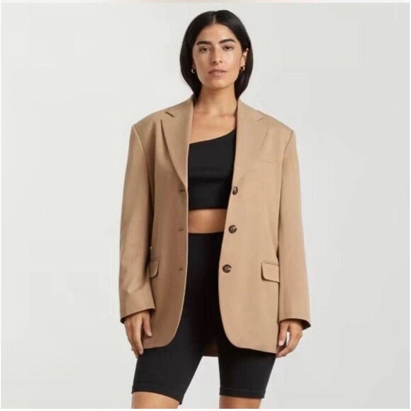 EVERLANE The 80's Oversized Blazer Size 2 Khaki NEW Preppy Modern Casual Career - Picture 1 of 9